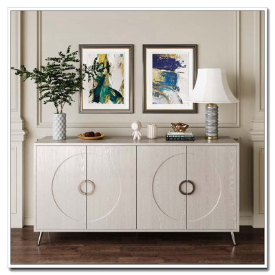 Modern 4 Door Wooden Cabinet Sideboard Buffet by Everly Quinn