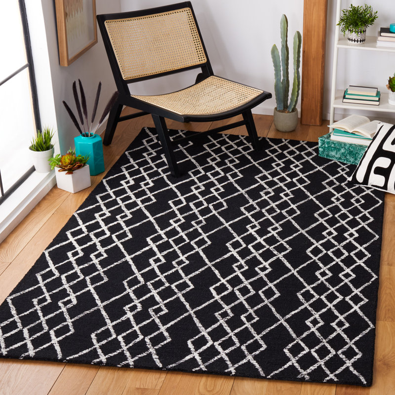 Gilliard Hand Tufted Indian Wool And Cotton With Latex Geometric Rug, Rectangle 6' x 9'