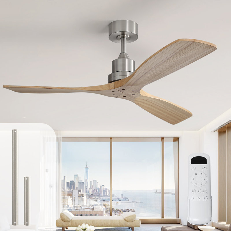Nicola 52" 3-Blade Standard Ceiling Fan, Burlywood/Nickel