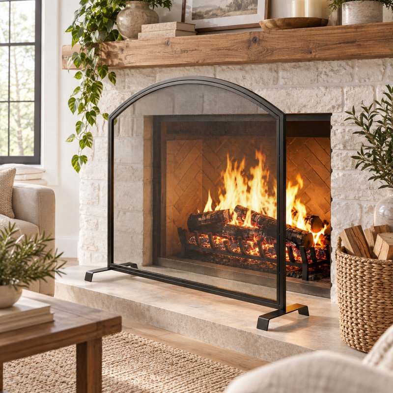 1 Panel Iron Fireplace Screen