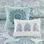 Édredon en coton bleu grand 8 pièces - réversible, style chic décontracté, motif floral non réversible, motif floral