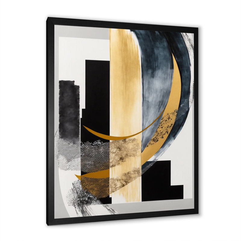 Glam Art Deco Abstract I - Art mural abstrait pour le salon, L 12 po x H 20 po, Cadre photo noir
