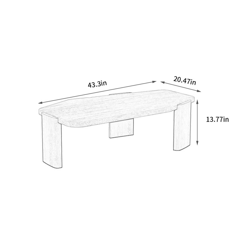 Table basse en pierre naturelle Wabi-sabi, Brun, H 13,77 po x L 43,3 po x l 20,47 po