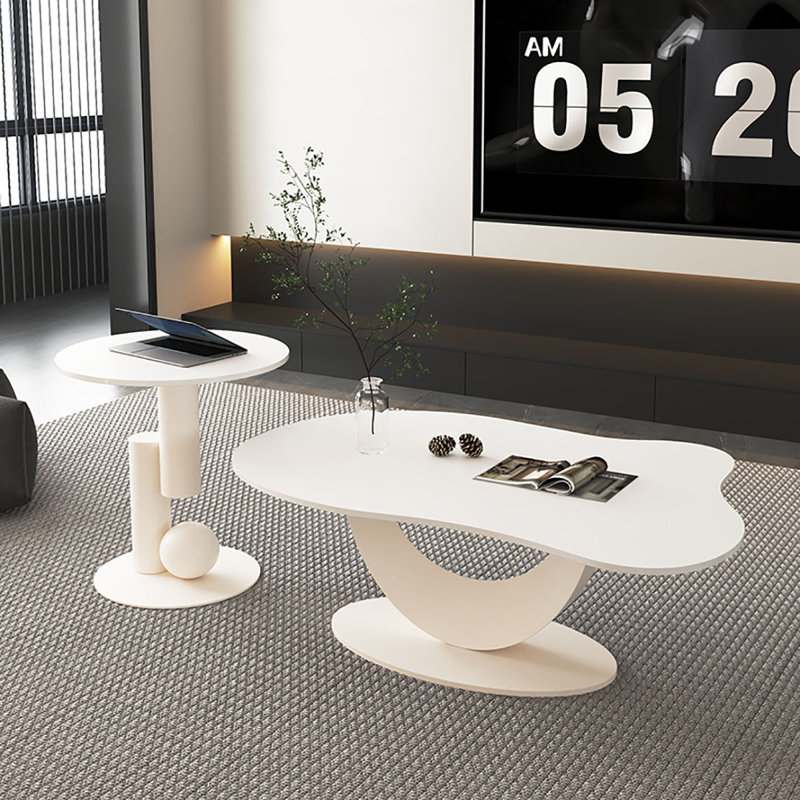 Combinaison de table basse American Light Luxury, H 17,7 po x L 39,4 po x l 23,6 po, Blanc, Blanc