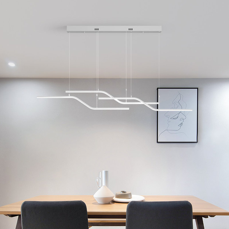 Lorisa 3-Light Kitchen Island Linear LED Pendant With Remote, White