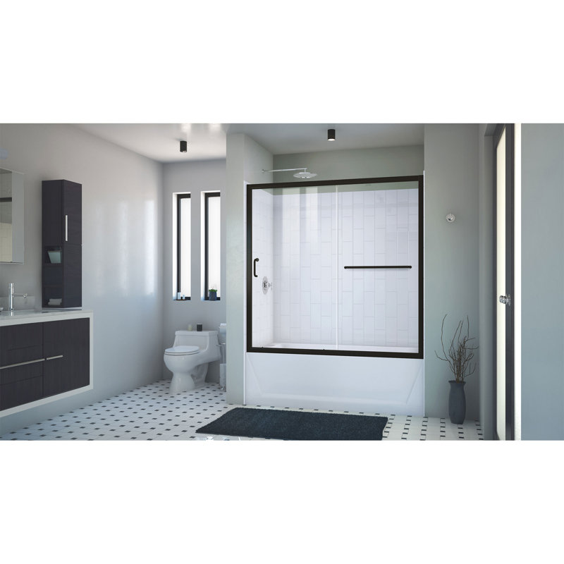 Cabine de baignoire rectangulaire coulissante Infinity-Z 28 po x 60 po, Noir mat