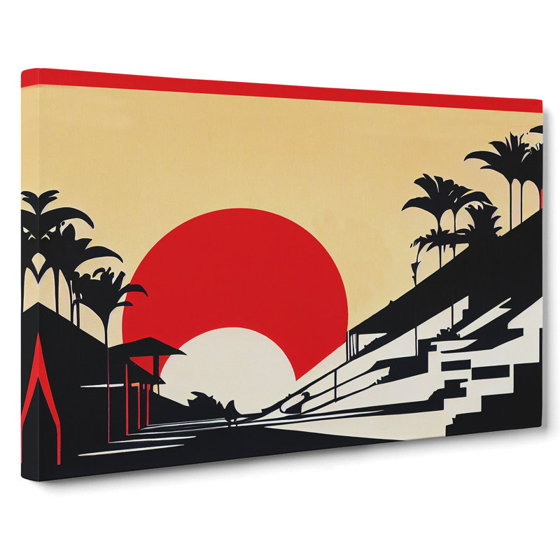 Japanese Sunset Abstract - Wrapped Canvas Print, 40cm H x 60cm W x 3cm D