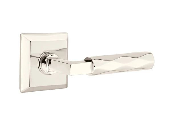 Emtek Select Passage Interior Mortise w/ Quincy Rosette & L-Square Stem, Tribeca Lever, Polished Nickel, Right