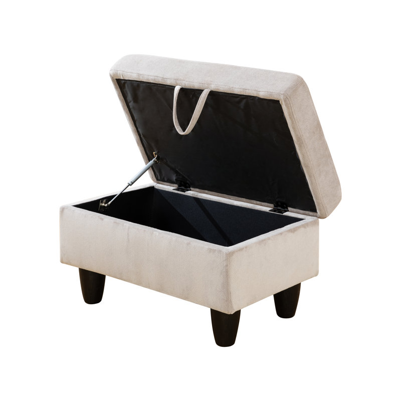 Canapé modulaire rembourré réversible avec repose-pieds, Gris / blanc / flanelle, Orienté à droite