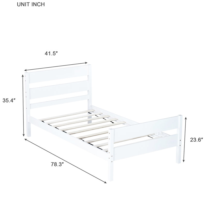 Lit simple blanc avec tête de lit en bois d'hévéa et, idéal pour la vie, espace de rangement maximal, attrait rustique parfait pour les petits espaces de vie, ambiance de chambre apaisante, assemblage rapide