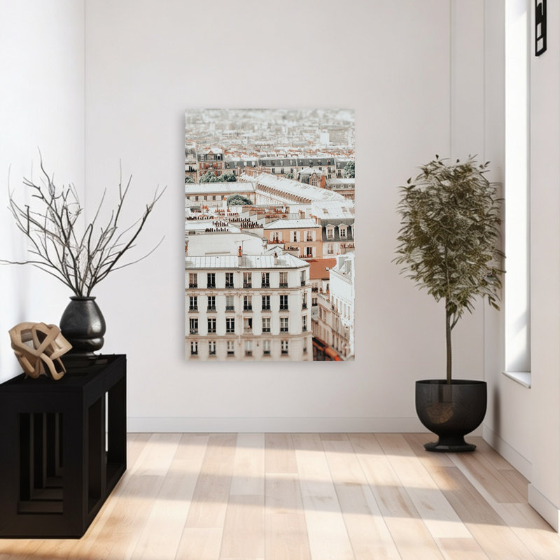 Toits parisiens : Vue sur une architecture classique, élégante et onirique (affiche murale), 48" H x 32" W