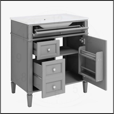 30'' Bathroom Vanity with Top Sink and Mirror Cabinet