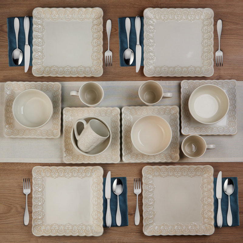Pfaltzgraff Madeleine 16-Piece Stoneware Dinnerware Set, Service for 4