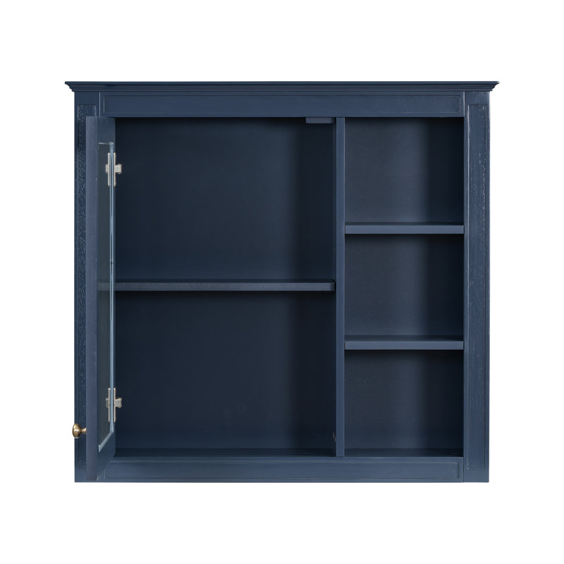 Wall Mounted Bathroom Cabinet with Mirror, Blue