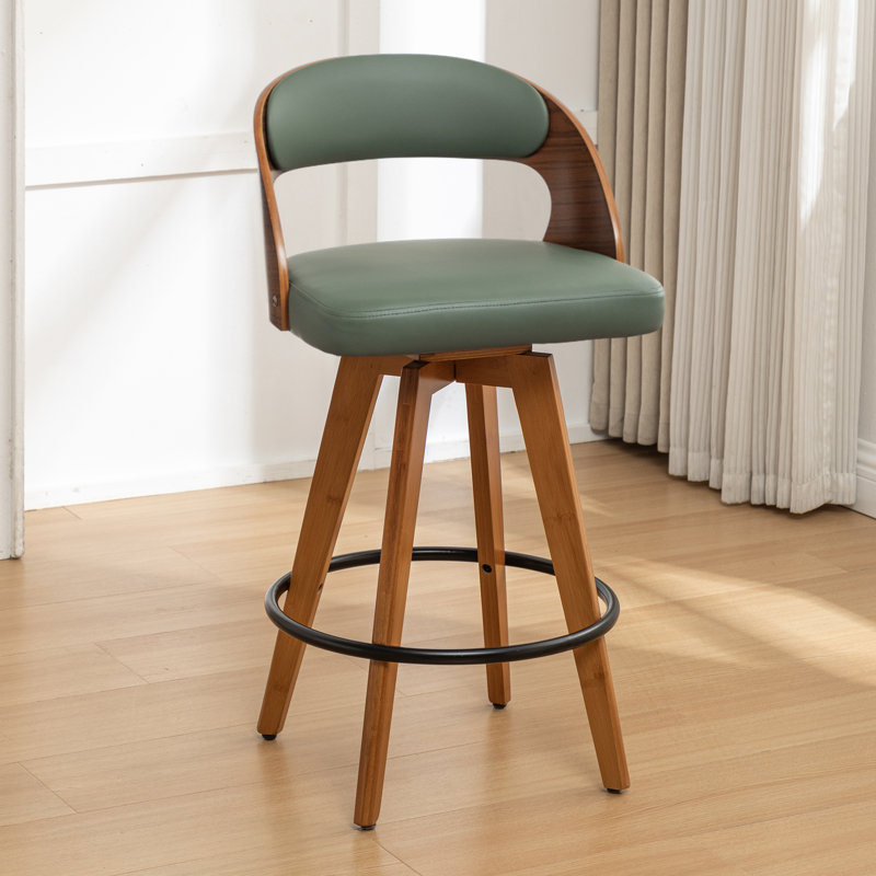 Colley Modern Swivel Faux Leather Counter Stool And Bar Stool, Counter Stool (27” Seat Height), Green