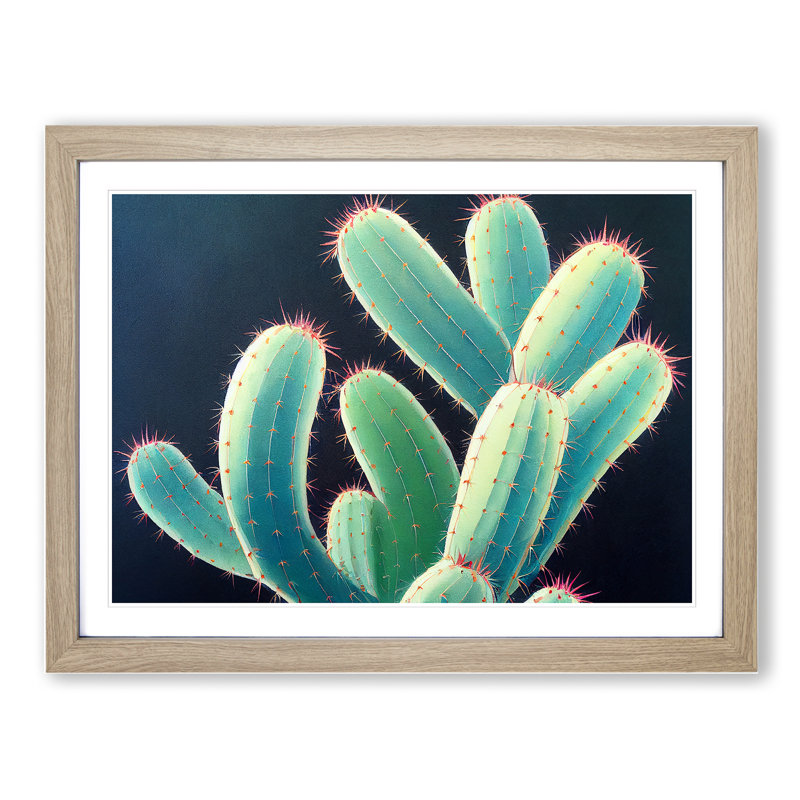 Contemporary Cactus - Framed Print, 25cm H x 34cm W x 2cm D, Oak