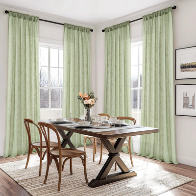 96 Inches Long Natural Linen Curtains 2 Panels, Pinch Pleated Hooks Thick Linen Textured Window Drapes Back Tab Semi Sheer Light Filtering