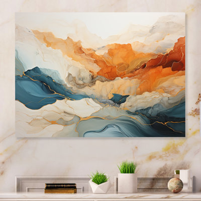 «Abstract Orange and Blue River Ink» sur