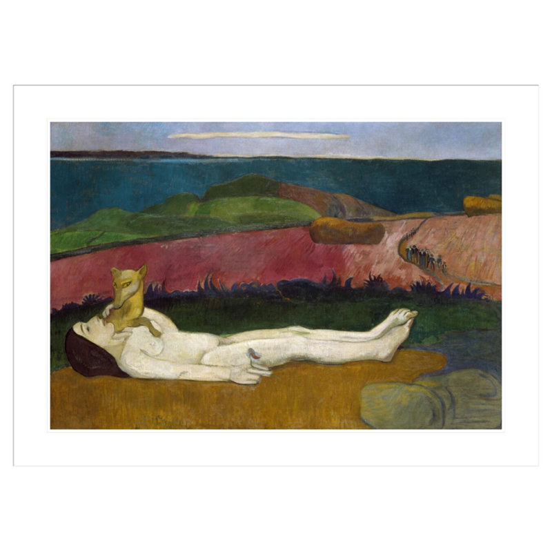 La perte de la virginité 1890-91 par Paul Gauguin - reproduction d'art encadrée, H 30,66 po x l 41,5 po