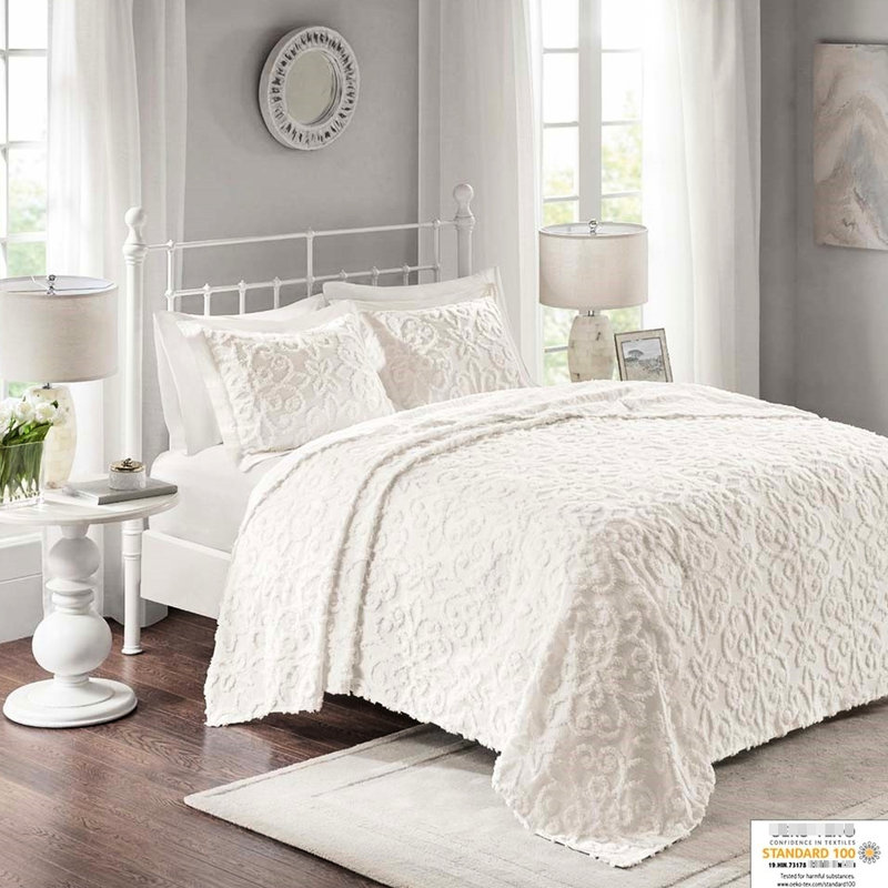 3 pièces en chenille de coton surdimensionnée avec médaillon lavable à la machine sans remplissage pour une chambre à coucher élégante