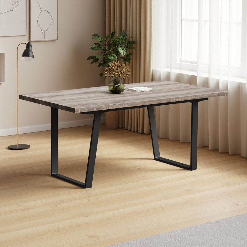 62.9-Inch Rectangular MDF Dining Table, Simple And Modern Design, 6-Person Dining Table, Brown
