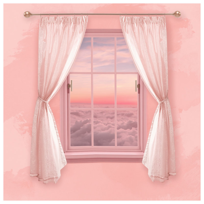 Housses de couette roses pour fenêtre, Très grand lit