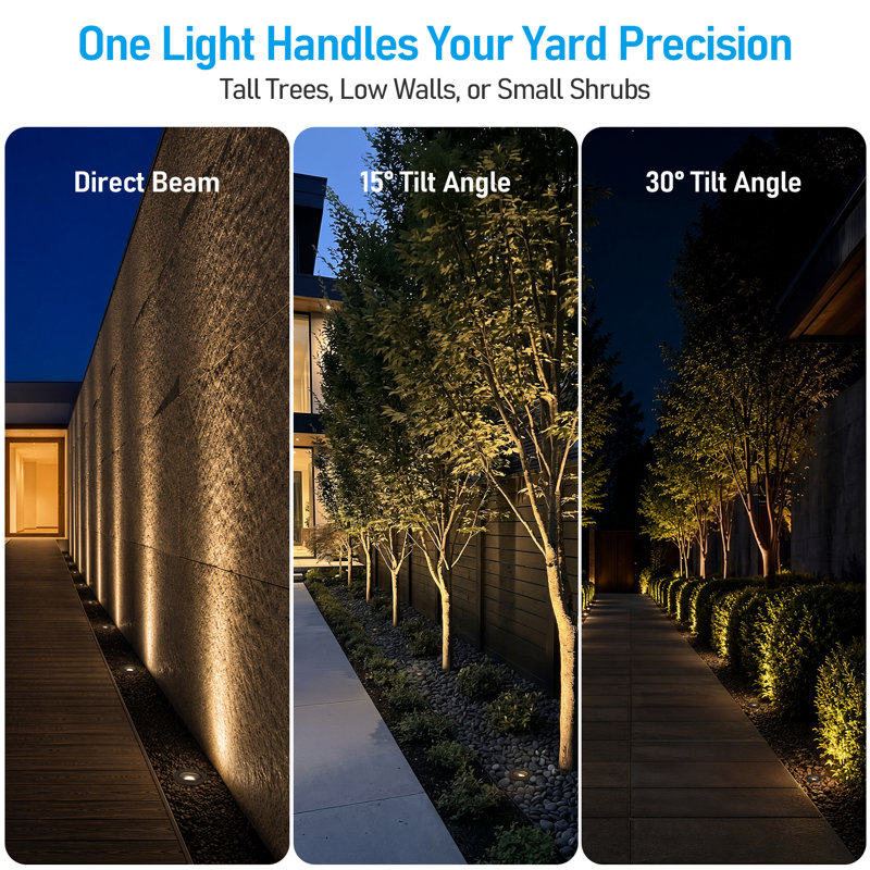 8W Low Voltage LED Well Light, 30° Tilt Adjustable Flush Mount In-Ground Landscape Light, 5CCT, Oil Rubbed Bronze