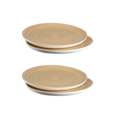 Ensemble d'assiettes de service en bambou 4 pièces Lexa, 12 po, blanc