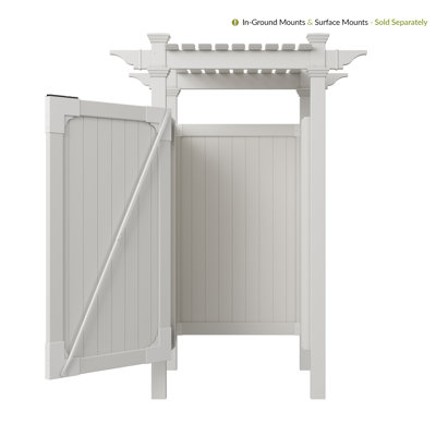 H 7,4 pi x l 5,1 pi x L 3,9 pi (1 enceinte), ensemble de cabine de douche extérieure Zippity Hampton avec porte, ensemble de douche d'extérieur en vinyle blanc pour douche de piscine, vestiaire extérieur, douche de plage, ZP19009