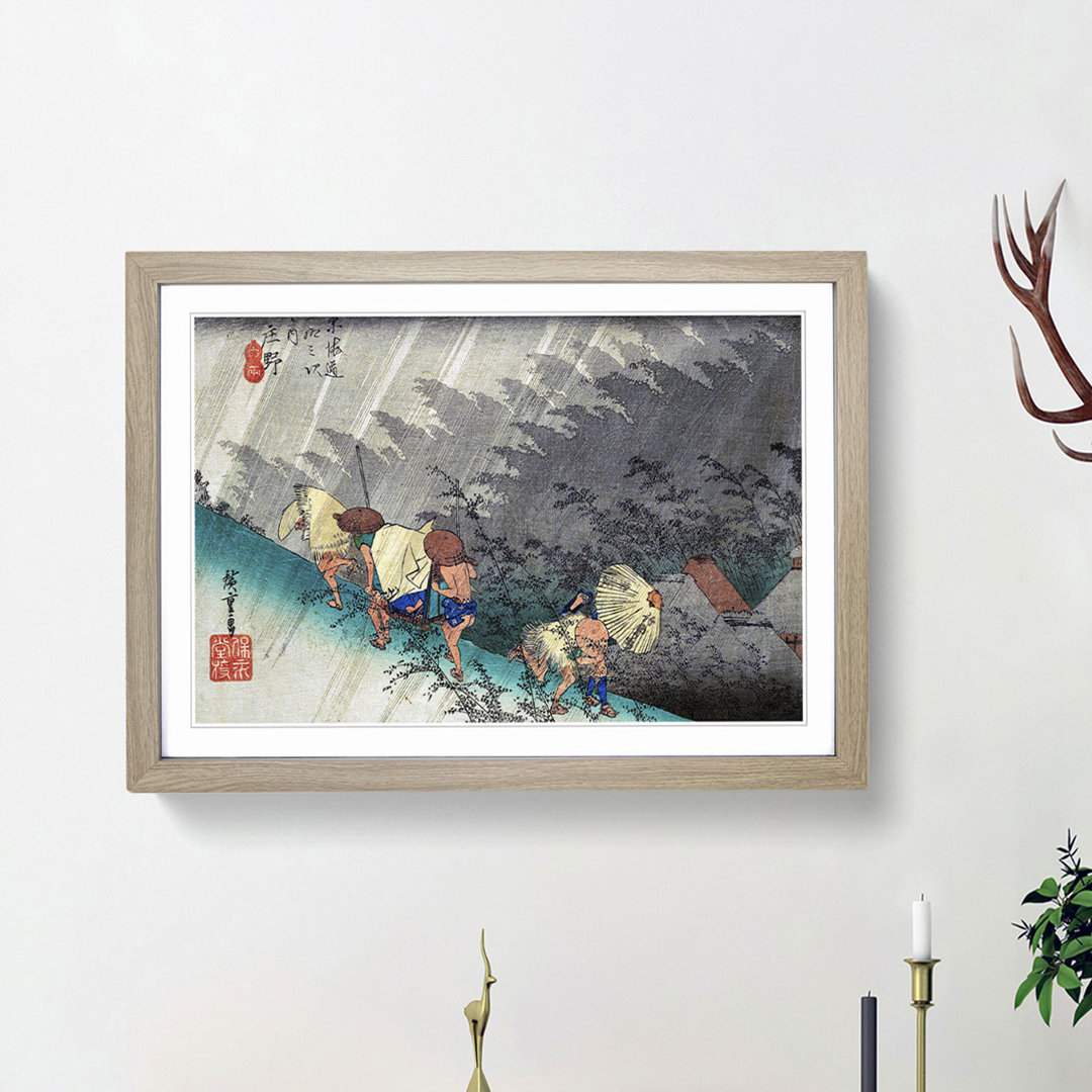 White Rain at Shono by Utagawa Hiroshige - Picture Frame Art Prints
