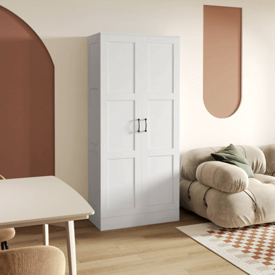 Grande armoire de rangement avec tablettes de rangement mobiles, armoire de style moderne avec portes à fermeture douce, armoire de rangement décorative pour la maison