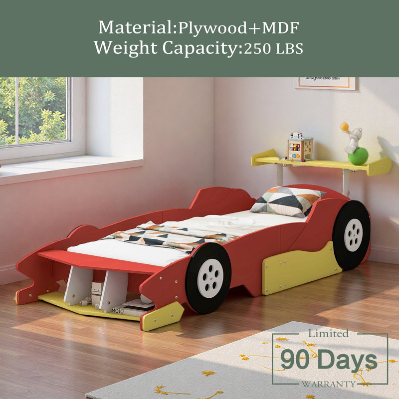 Lit plateforme simple avec roulettes, Rouge
