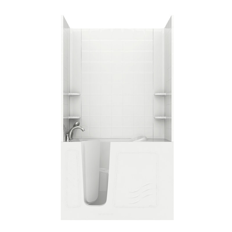 Baignoire de tourbillon 52,8 po x 26 po Santa Fe, Blanc, Gauche
