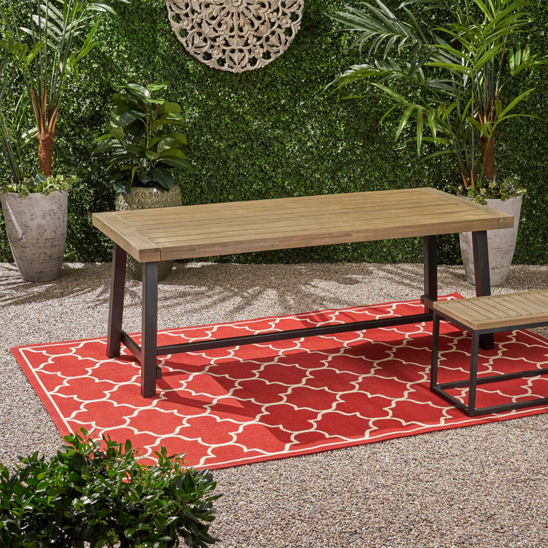 Rectangular Outdoor Dining Table , 79'' in. W 36'' in. D, Gray, Black