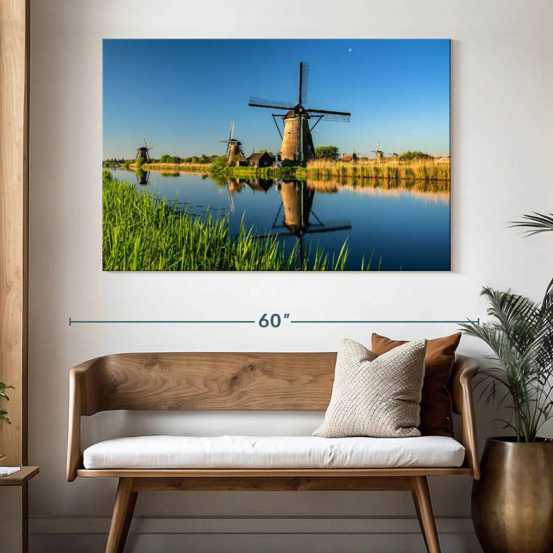 Alvord Kinderdijk Windmills At Sunrise, 34" H x 51" W