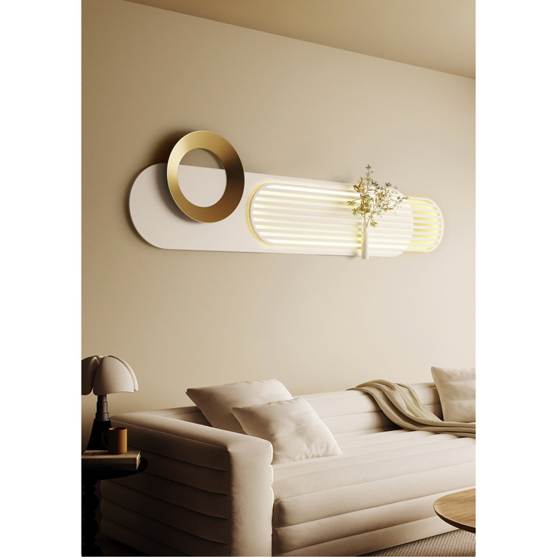 Luminaire suspendu en métal crème style drapé, H 12,99 po x l 47,24 po x P 1,18 po