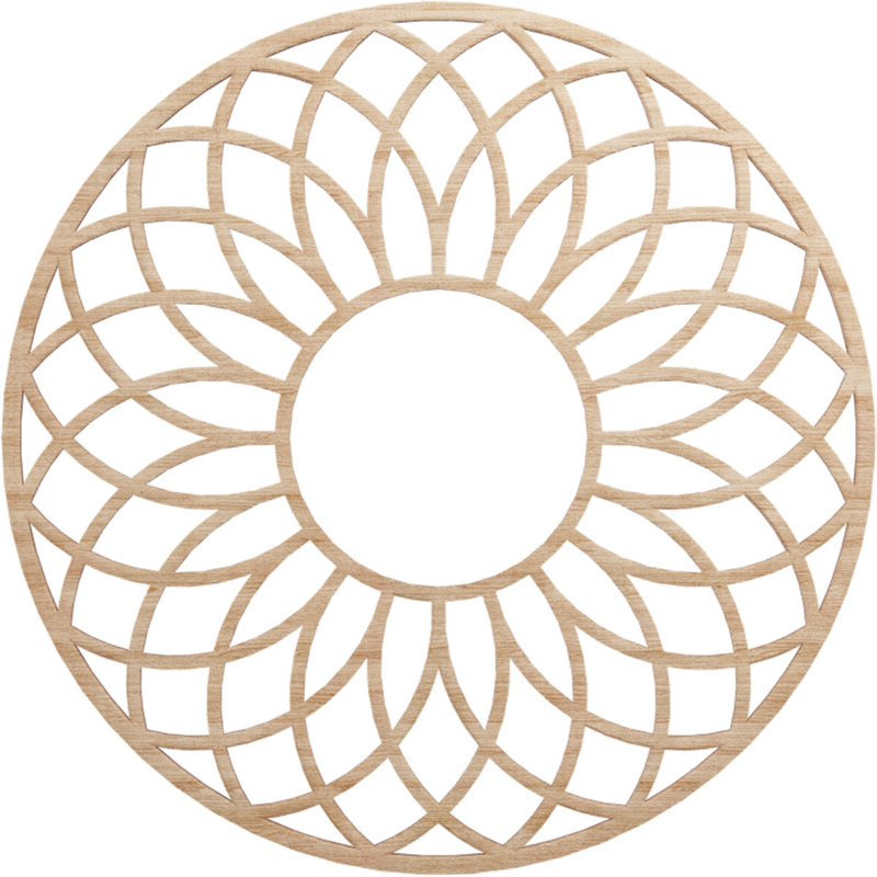 Médaillon de plafond en bois d'aulne 30 po x P 10 1/4 po x P 1/4 po, Aulne, H 26 po x l 26 po x P 0,38 po