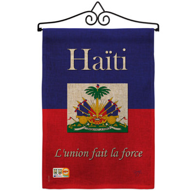 En toile jute à 2 côtés, haïti du monde, 19 po x 13 po ensemble de drapeau