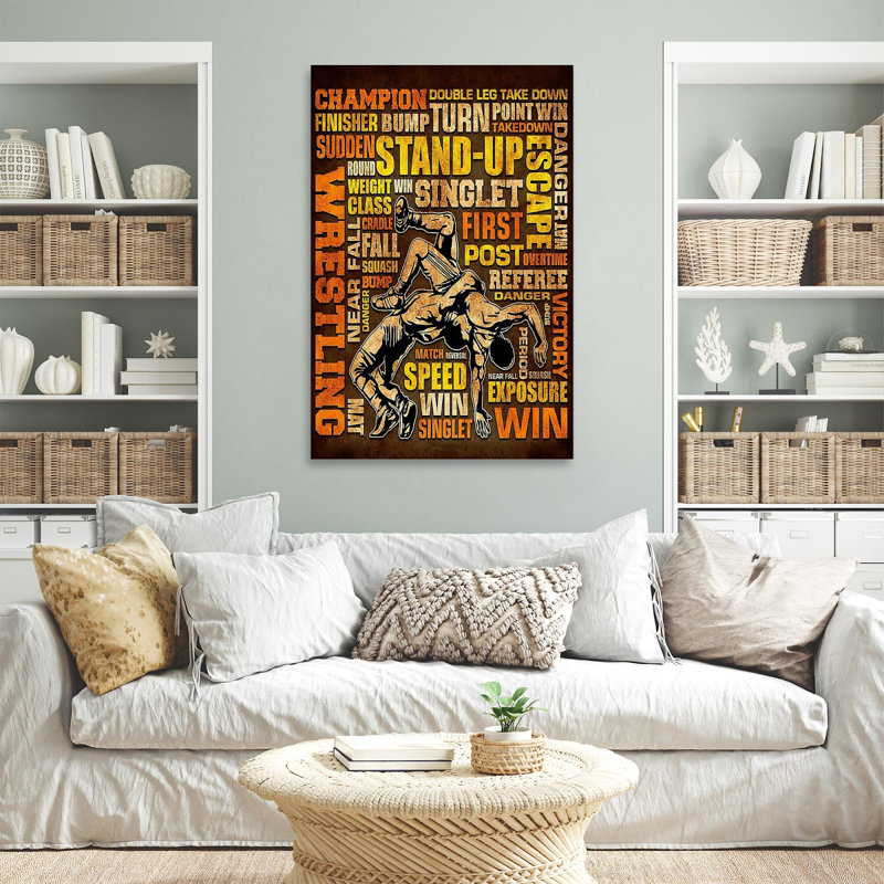 «Wrestling Text Art», impression sur toile tendue, H 36 po x l 24 po x P 1,25 po