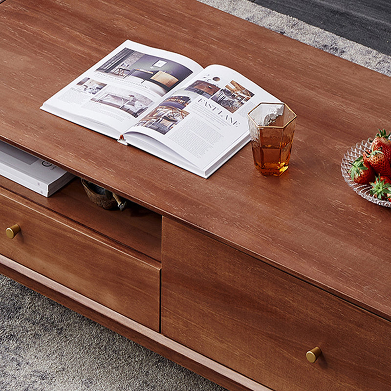 Table basse minimaliste en bois massif de couleur noyer, H 17,71 po x L 39,37 po x l 23,62 po