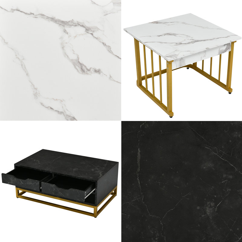 Mercadies Nesting Coffee Table, Black/White