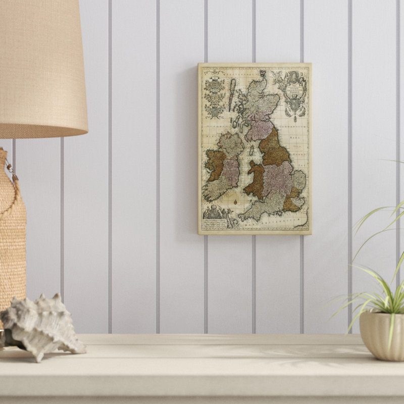 Map of England, Scotland & Ireland - Wrapped Canvas Graphic Art, 30cm H x 20cm W, Wrapped Canvas