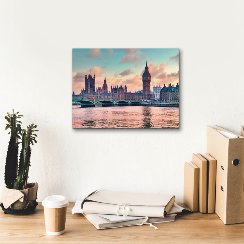 «Maisons du Parlement au coucher du soleil» par Mark A Paulda, art mural sur toile, 16 po x 12 po, 16 po x 12 po