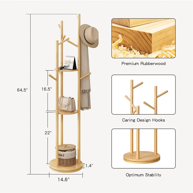 Jackob Freestanding Coat Stand, Light Brown