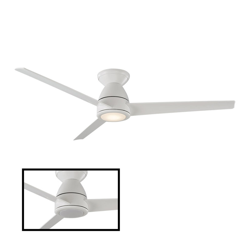 Matte White 52" Smart Flush Mount Ceiling Fan with LED Light and Remote