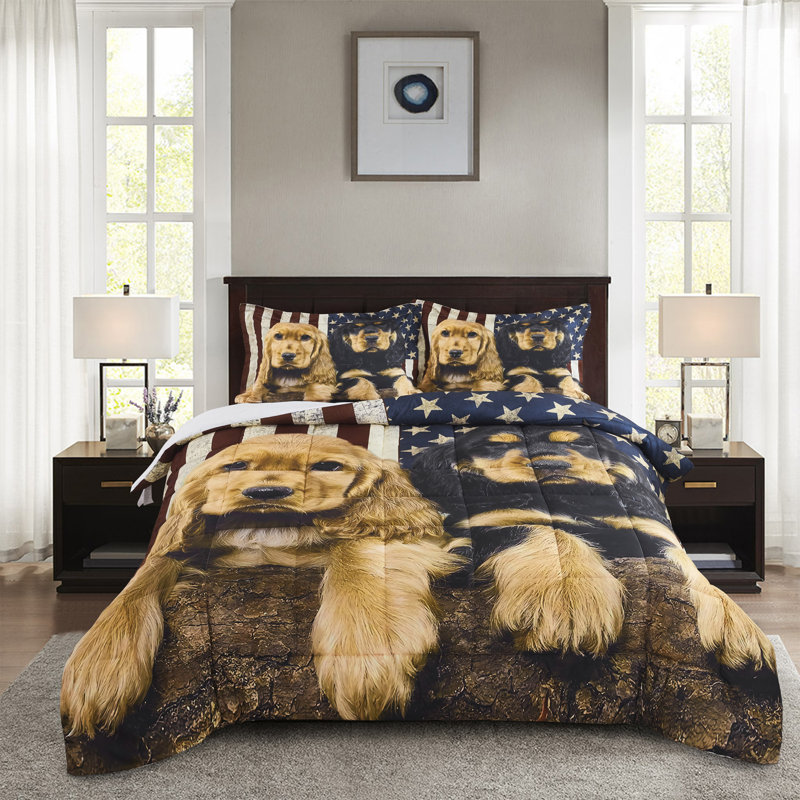 Size Box Stitch Animal Print Comforter, Twin Comforter + 1 Standard Sham