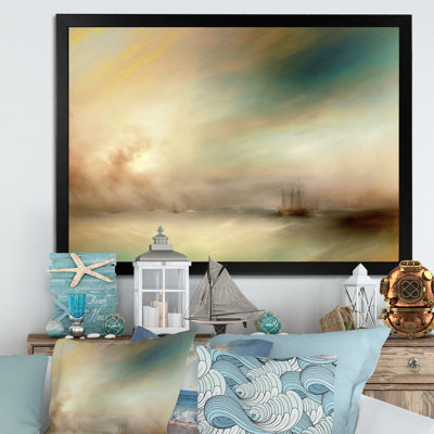 Voilier pendant le coucher de soleil exotique III - Bateau côtier, art mural sur toile