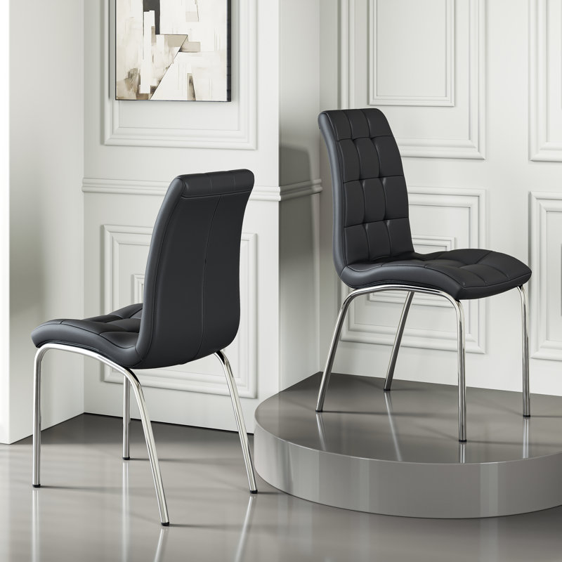 Chaise rembourrée Nasim, Noir, Argent argent