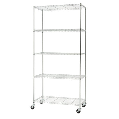 TRINITY EcoStorage 5-Tier NSF Steel Wire Shelving Unit w/ Wheels (36 in. W x 18 in. D)