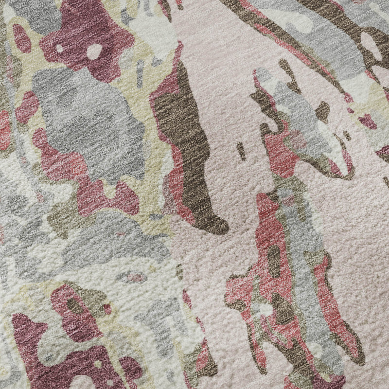 Tapis abstrait lavable à la machine de qualité supérieure Mayfield AMF2441, Rosé, 10' x 14'